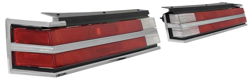 1984-87 Buick Regal Chrome Complete Tail Light Set with Housing, Gaskets, Clips and Hardware